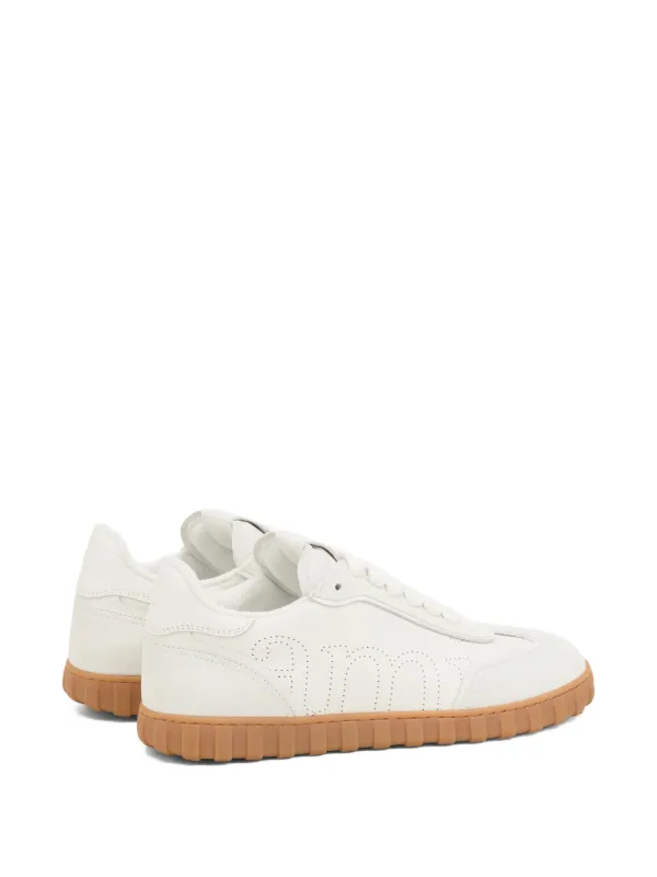 AMI Paris Step perforated-logo Leather Sneakers | Neutrals