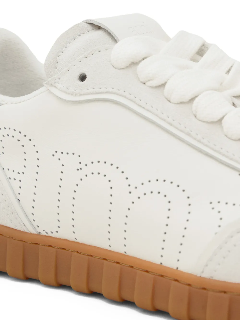 AMI Paris Step leren sneakers met geperforeerd logo Wit