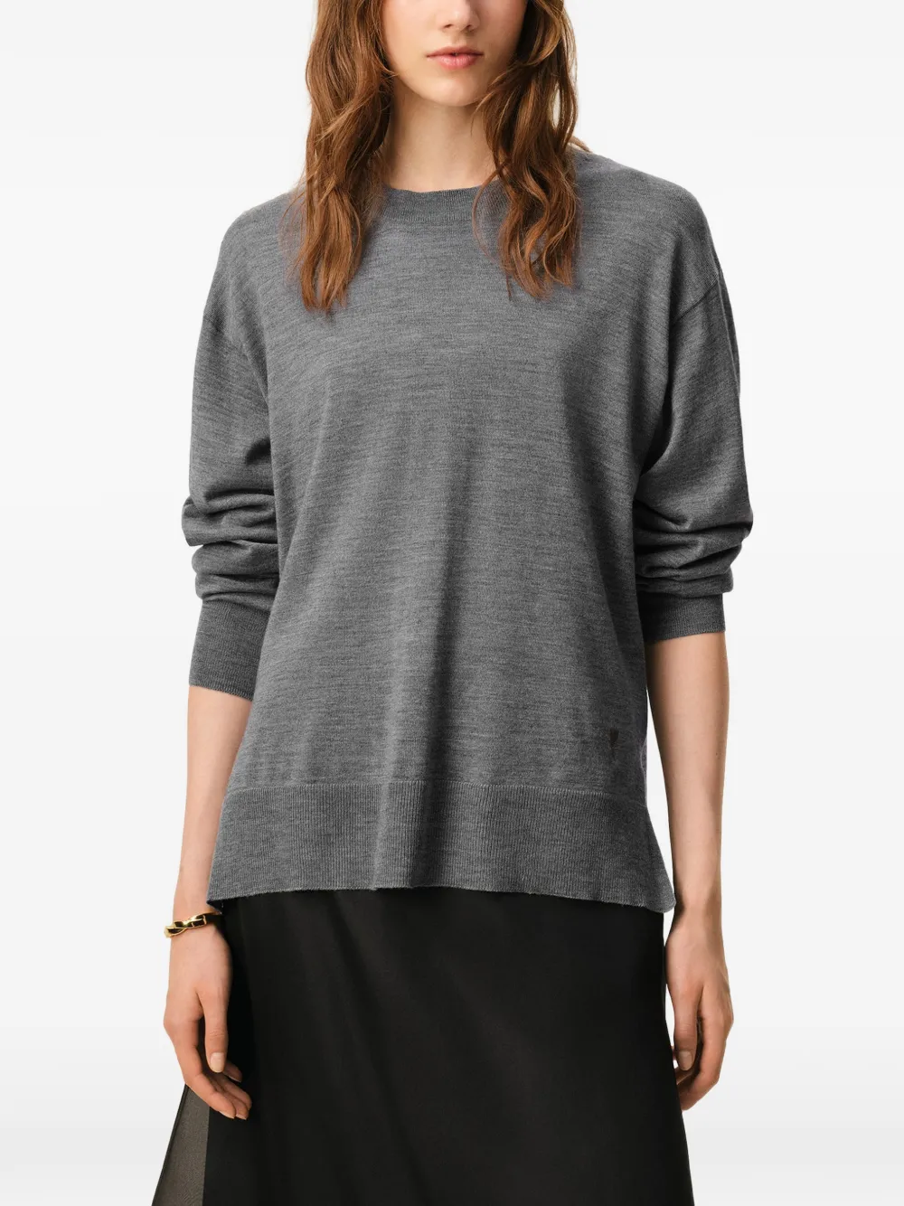 AMI Paris Ami De Coeur trui met ronde hals Grijs