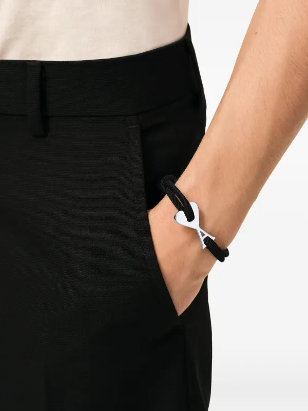 AMI Paris Ami De Coeur Cord Bracelet | Black | FARFETCH