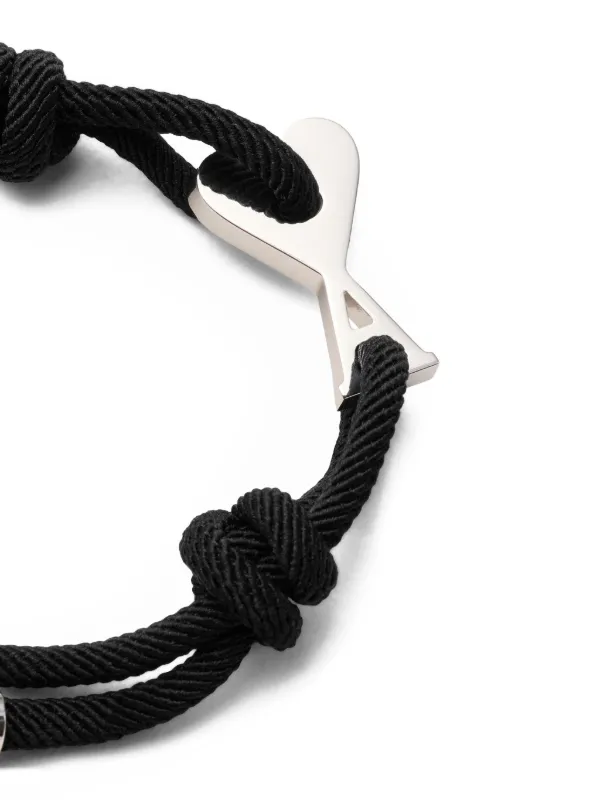 AMI Paris Ami De Coeur Cord Bracelet | Black | FARFETCH