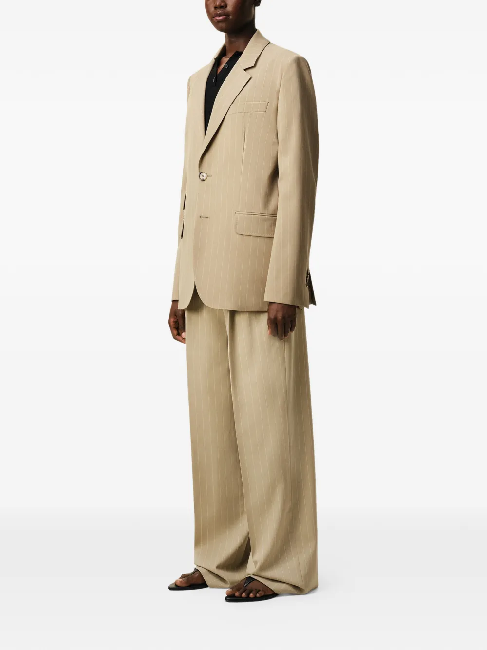 AMI Paris Gestreepte blazer Beige