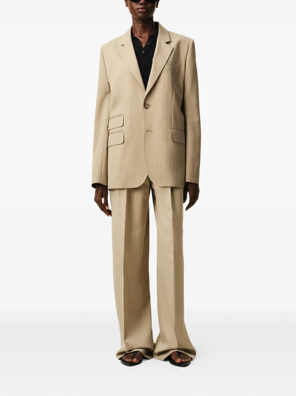 AMI Paris Gestreepte blazer Beige