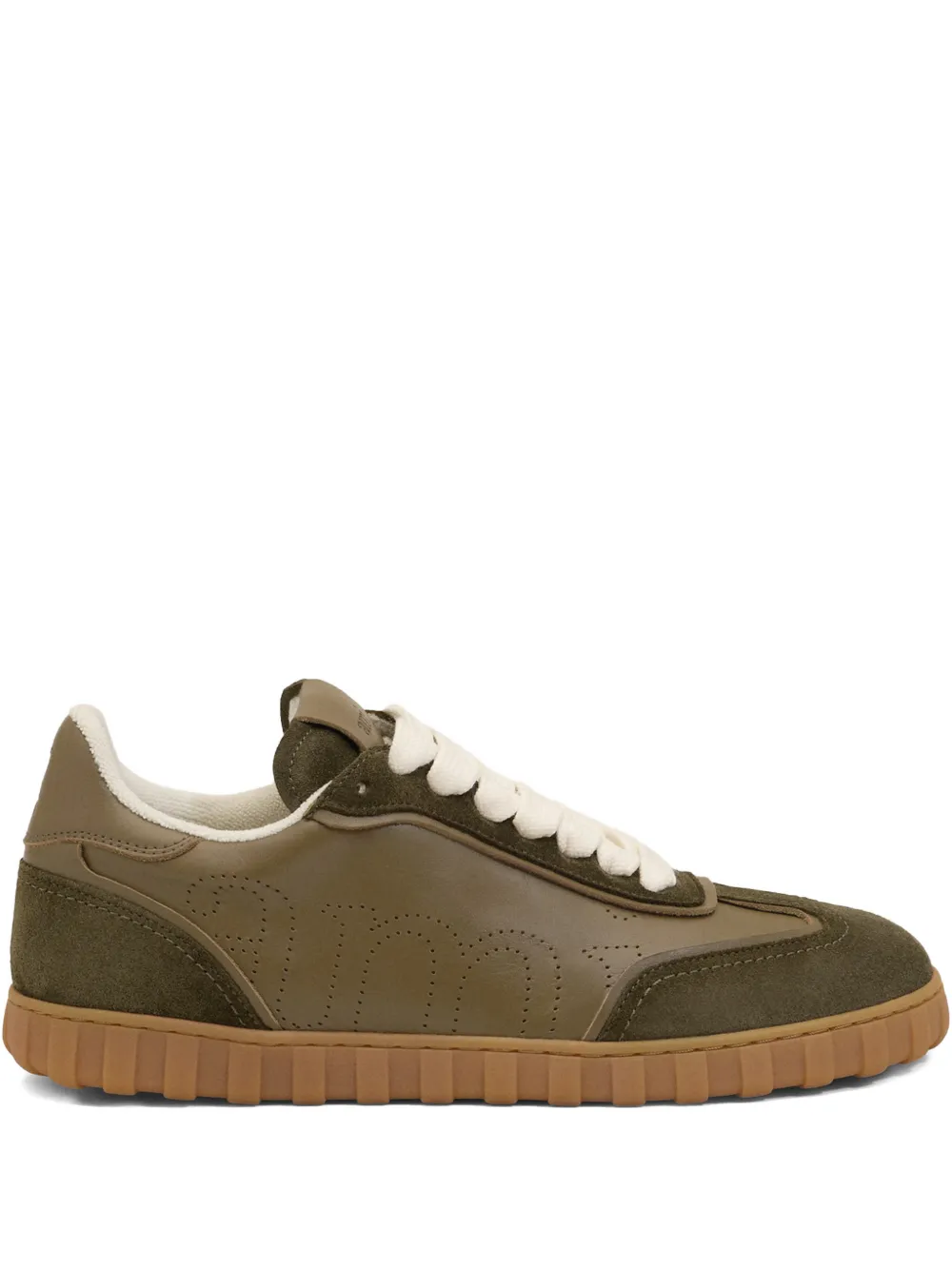 Ami Alexandre Mattiussi Step Perforated-logo Leather Sneakers In Brown
