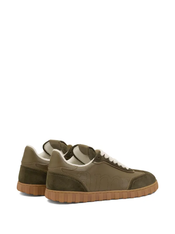 AMI Paris Step perforated-logo Leather Sneakers | Green | FARFETCH RO