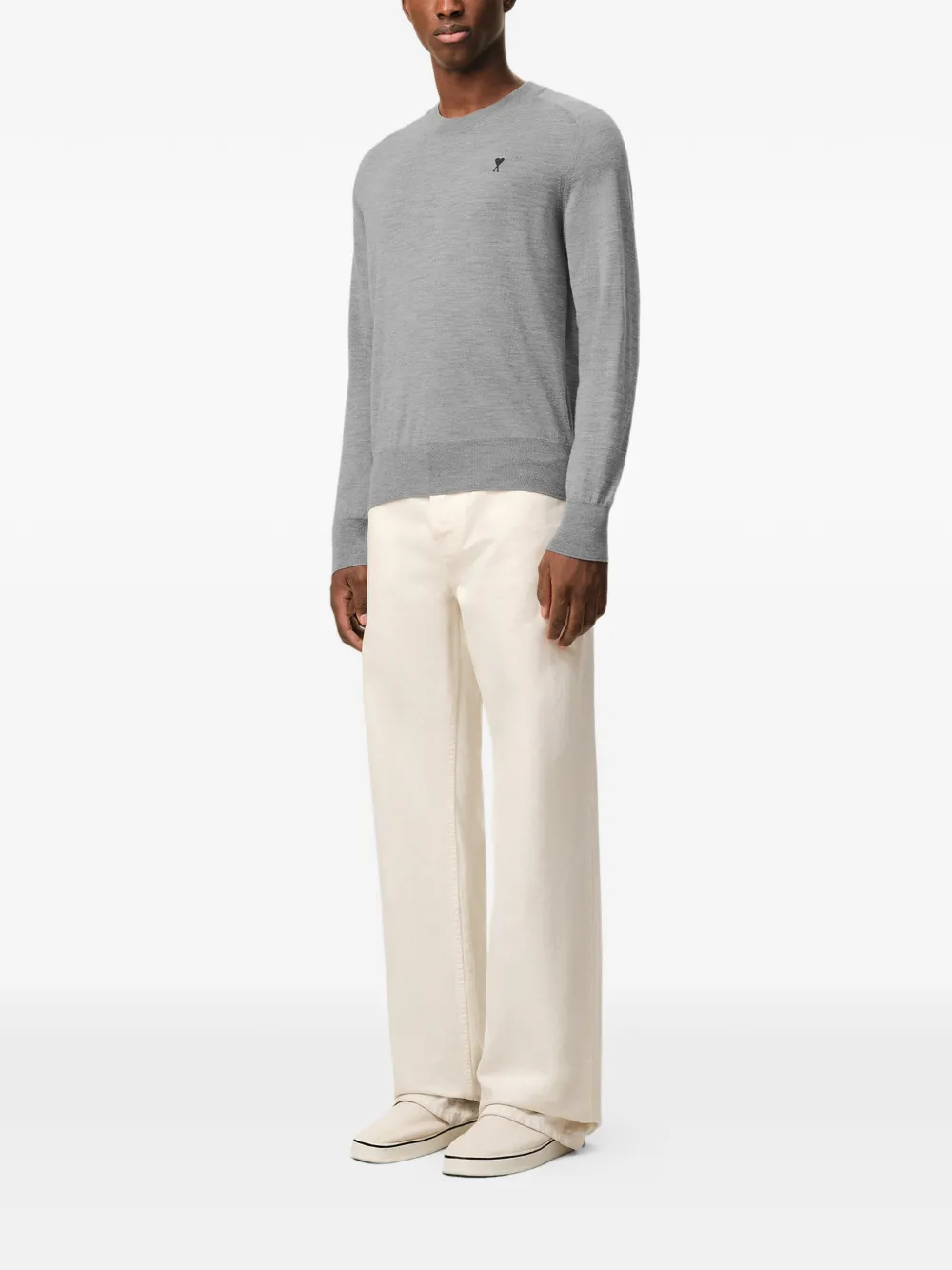 AMI Paris Sweater met geborduurd logo Grijs