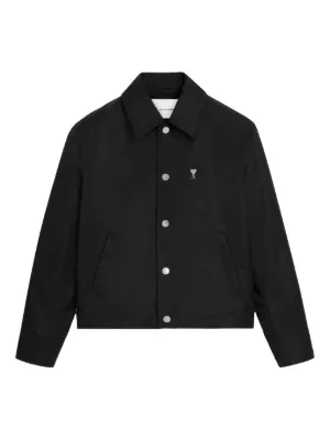 ami paris ブラックボタン付きジャケット AMI Paris: ブラック Nylon 'Ami De Coeur' スタッズ ボタン