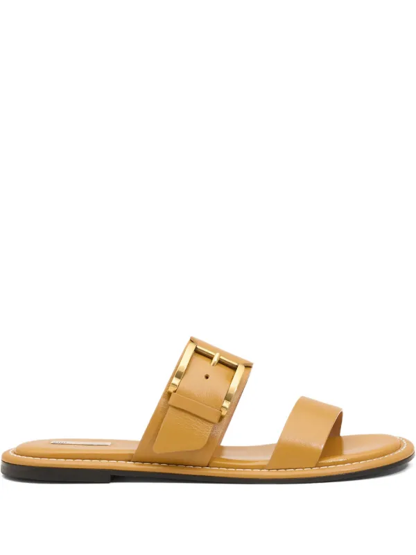 Ami Paris Cow Leather Buckle Sandals in Brown