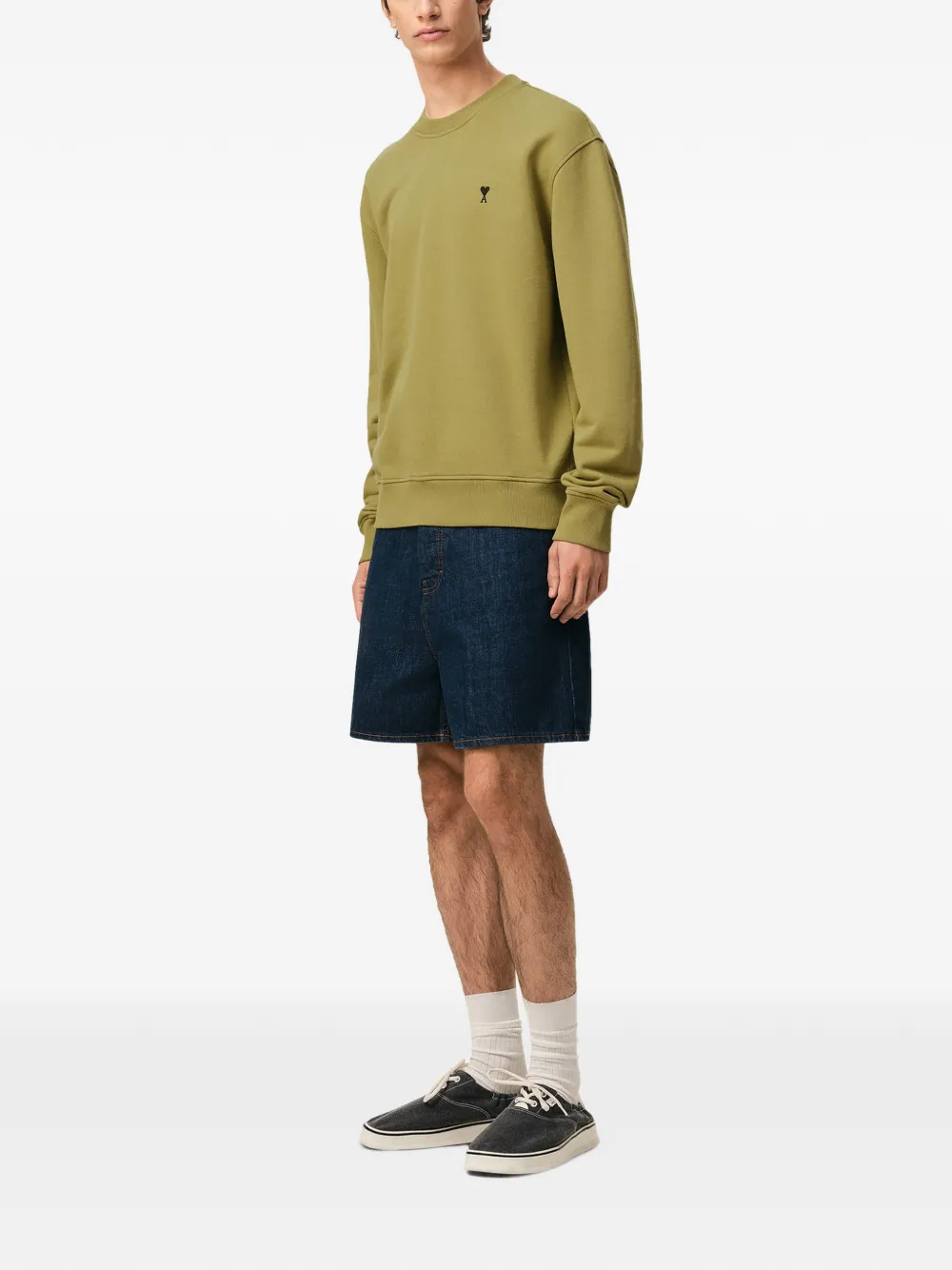 AMI Paris Sweater met geborduurd logo Groen