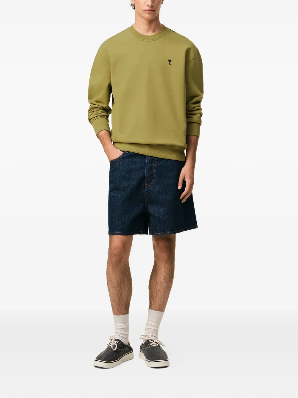 AMI Paris Sweater met geborduurd logo - Groen