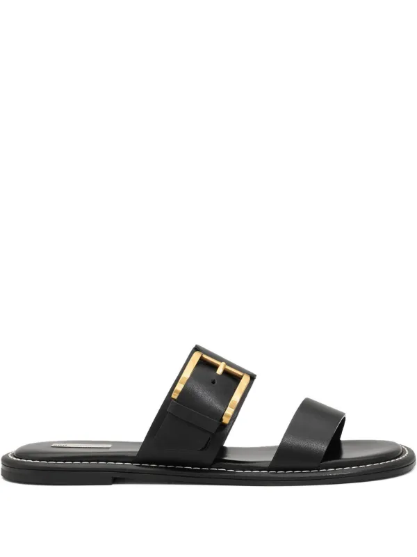 Ami Paris Cow Leather Buckle Sandals in Black