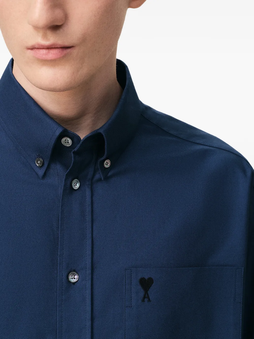 AMI Paris Overhemd met geborduurd logo Blauw