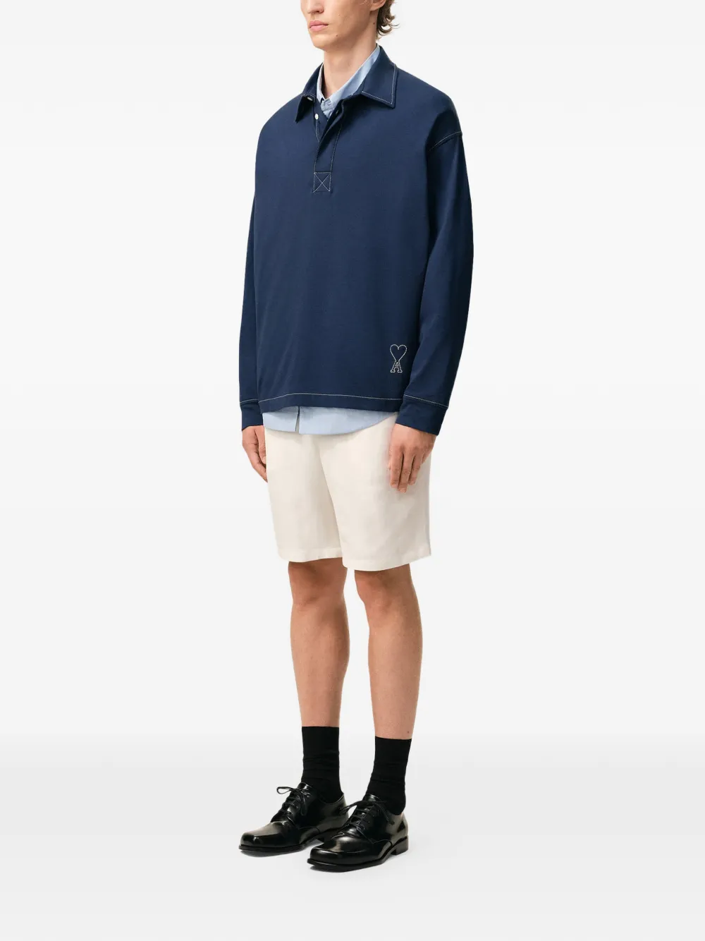 AMI Paris Poloshirt met logo Blauw