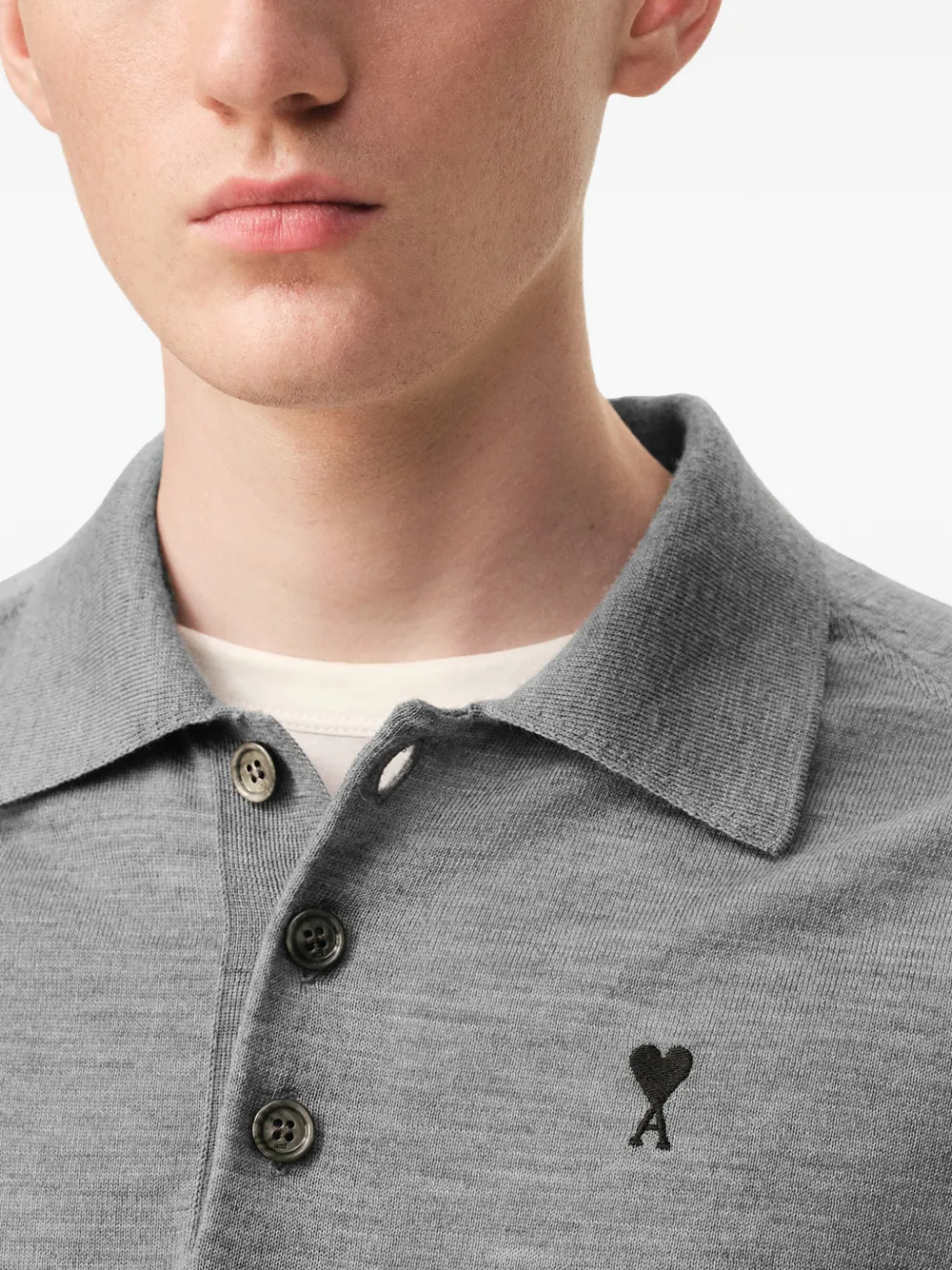 AMI Paris Ami De Coeur poloshirt met geborduurd logo Grijs