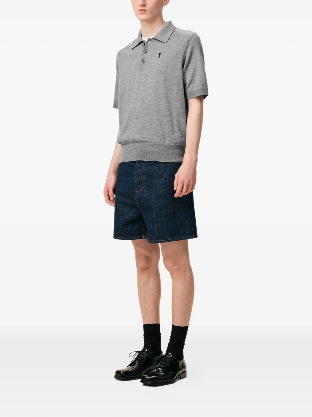 AMI Paris Ami De Coeur poloshirt met geborduurd logo Grijs