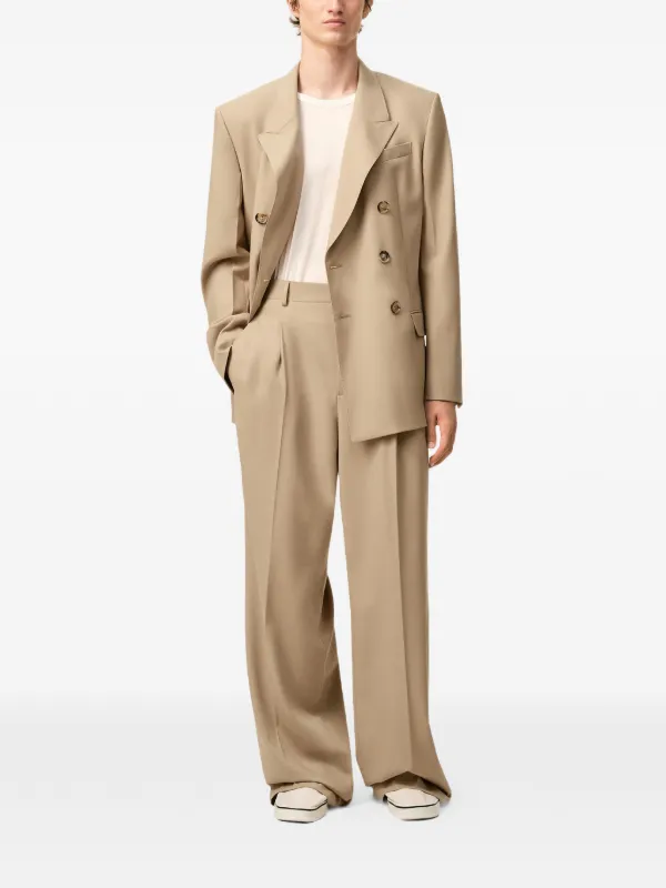 AMI Paris Pleated Wide Trousers | Neutrals | FARFETCH