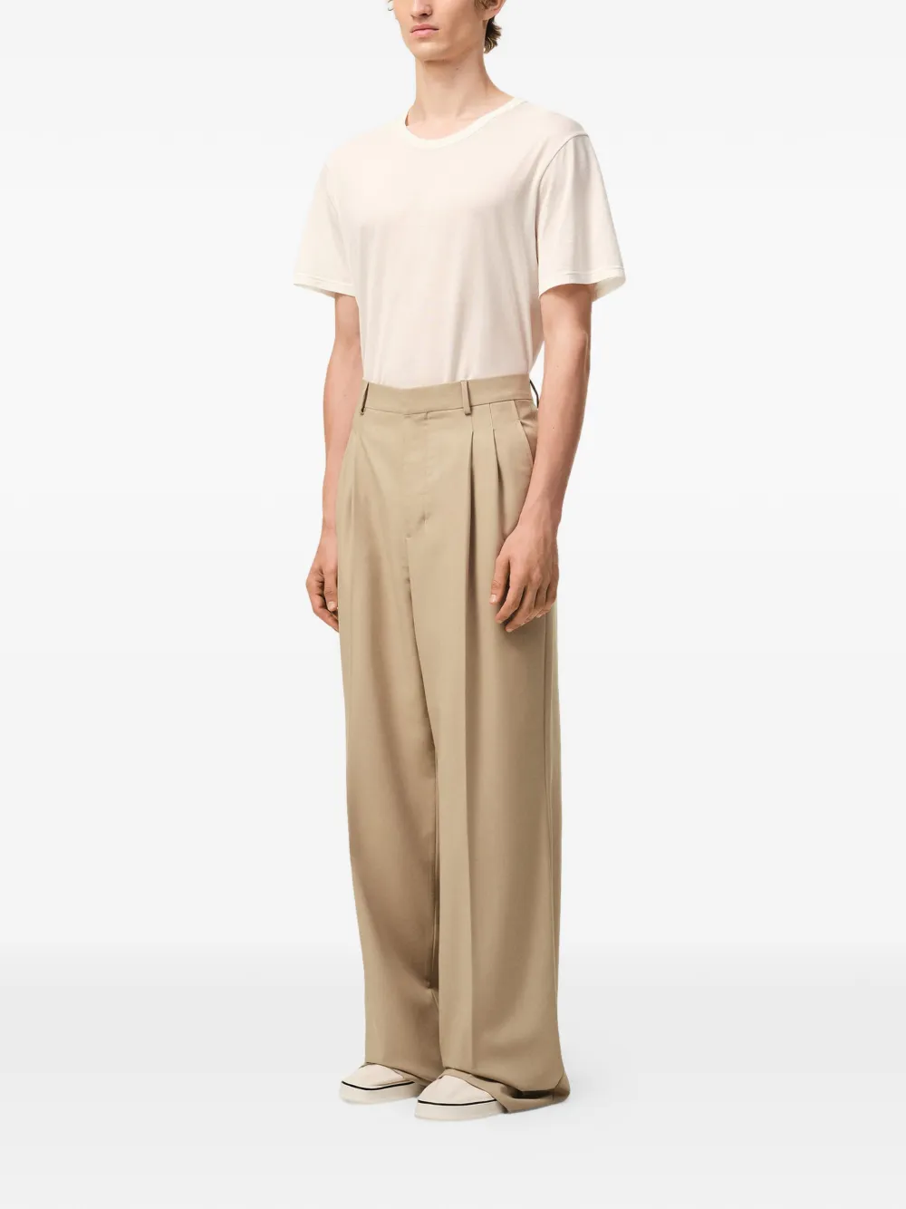  Ami Paris Pleated Trousers - Neutrals 