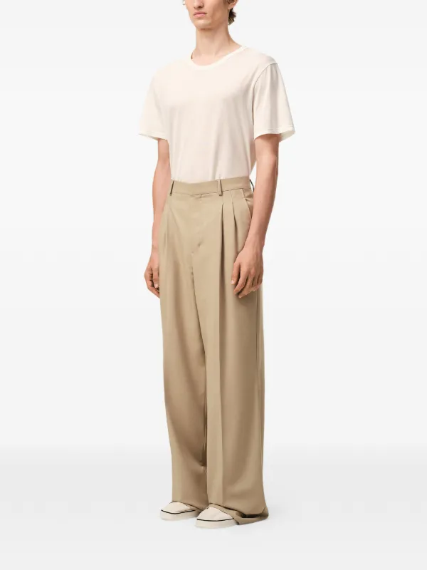 AMI Paris Pleated Wide Trousers | Neutrals | FARFETCH
