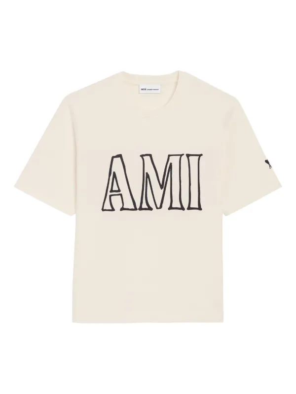 AMI Paris Ami Paris Print T-shirt | Neutrals | FARFETCH