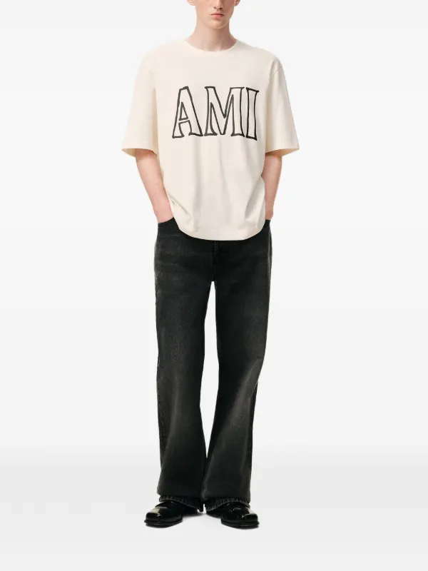 AMI Paris Ami Paris Print T-shirt | Neutrals | FARFETCH