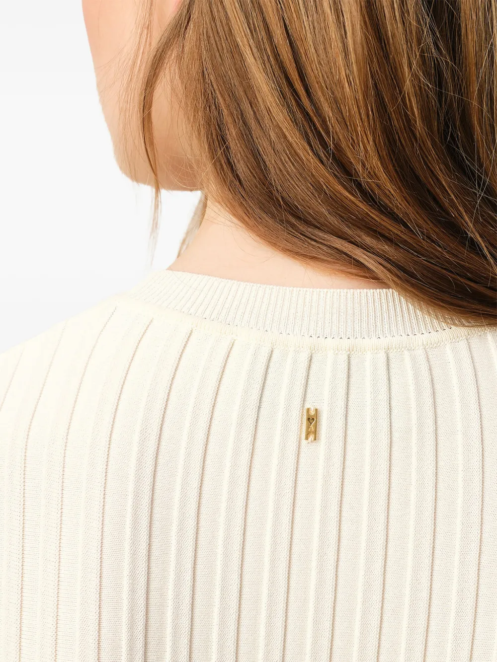 AMI Paris Geribbelde mini-jurk Beige