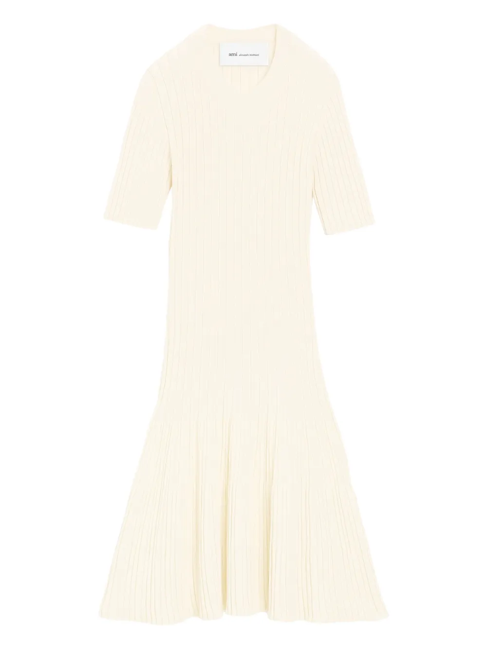 AMI Paris Geripptes Minikleid - Nude