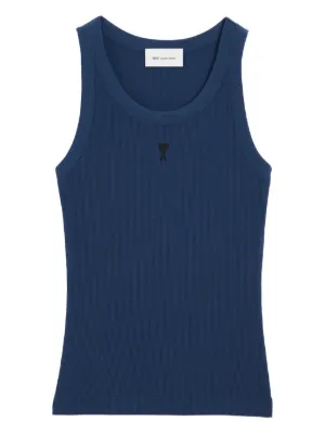 Maison Kitsuné Baby Fox Patch Ribbed Tank Top | Blue | FARFETCH