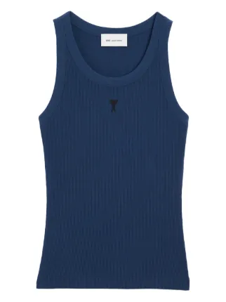 AMI Paris Cotton Ami De Coeur Tanktop | Blue | FARFETCH AO