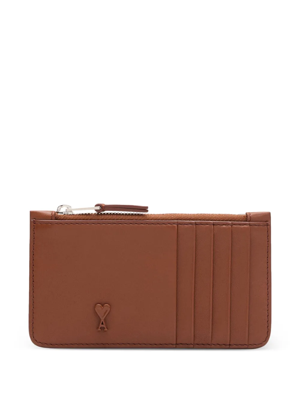 AMI Paris ami de coeur zipped card holder - Marrone