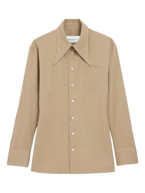 AMI Paris cotton sharp collar fitted shirt