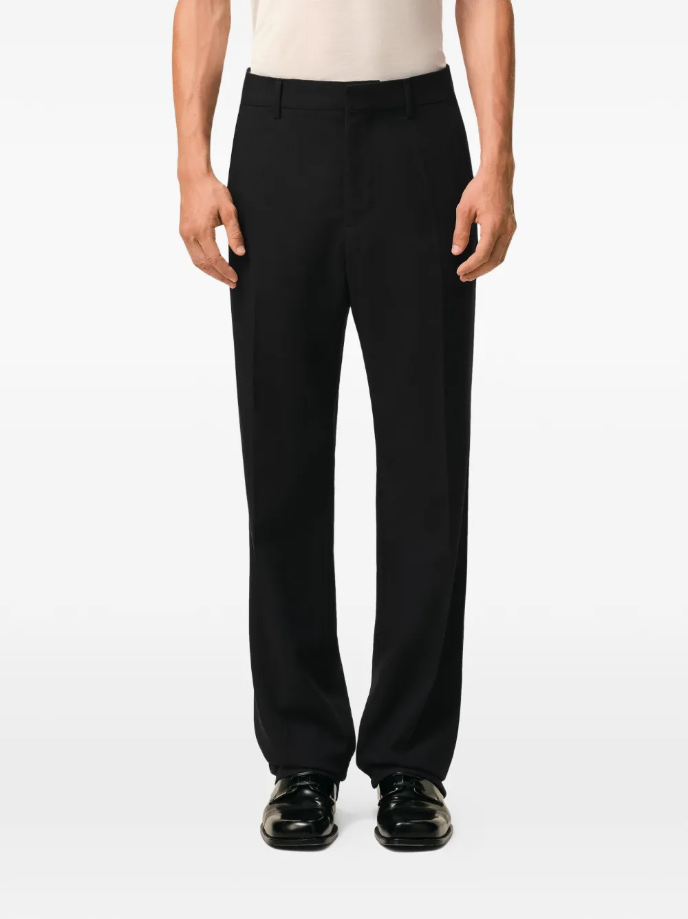 AMI Paris Broek met riemlussen Zwart