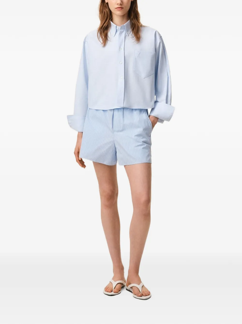 AMI Paris Elastische shorts met strepen Blauw
