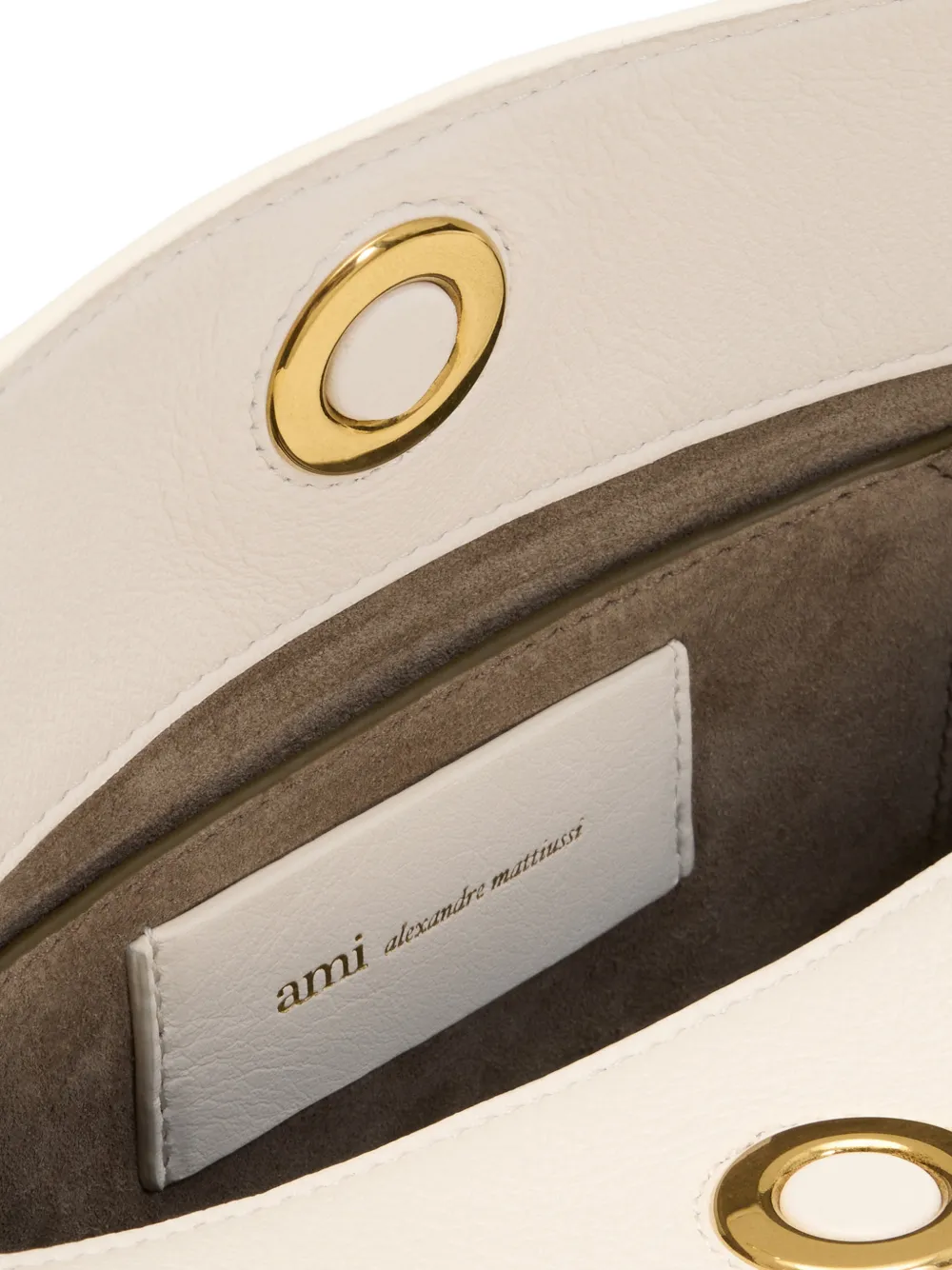 AMI Paris Carrousel leren mini-schoudertas Beige