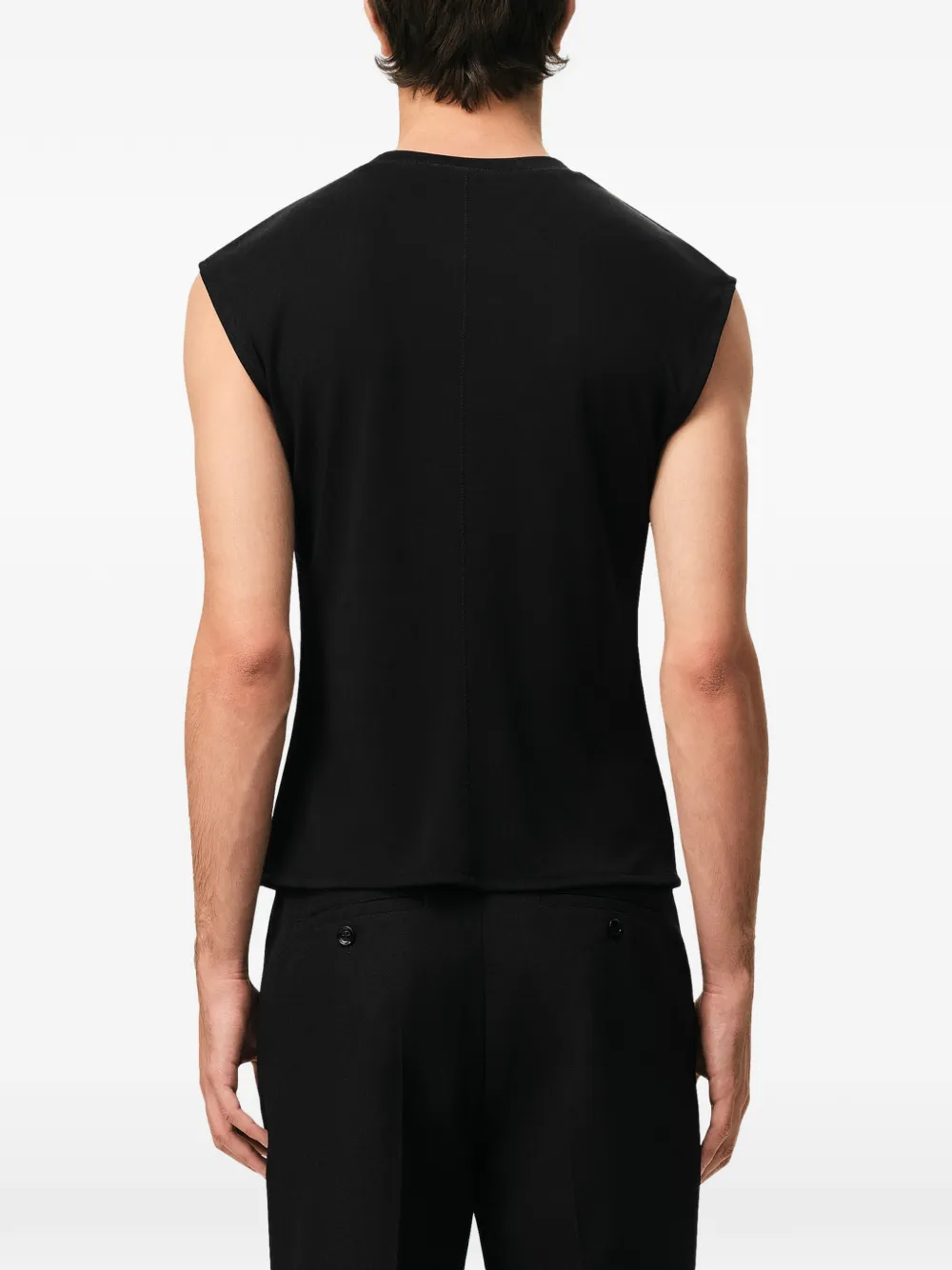 AMI Paris Mouwloze top met zigzag stiksel Zwart