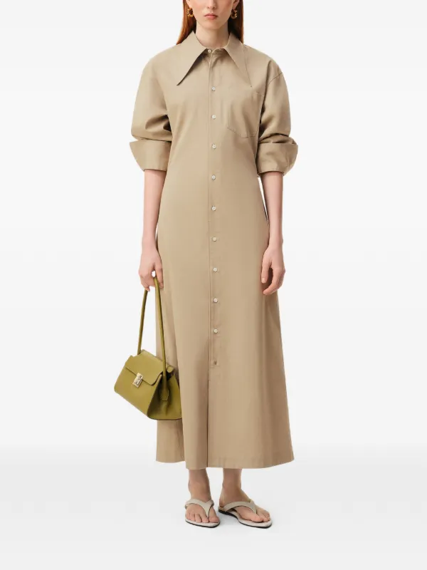 AMI Paris Balloon Sleeve Fitted Shirt Midi Dress | Neutrals | FARFETCH KW AMI Paris Balloon Sleeve Fitted Shirt Midi Dress | Neutrals | FARFETCH KW