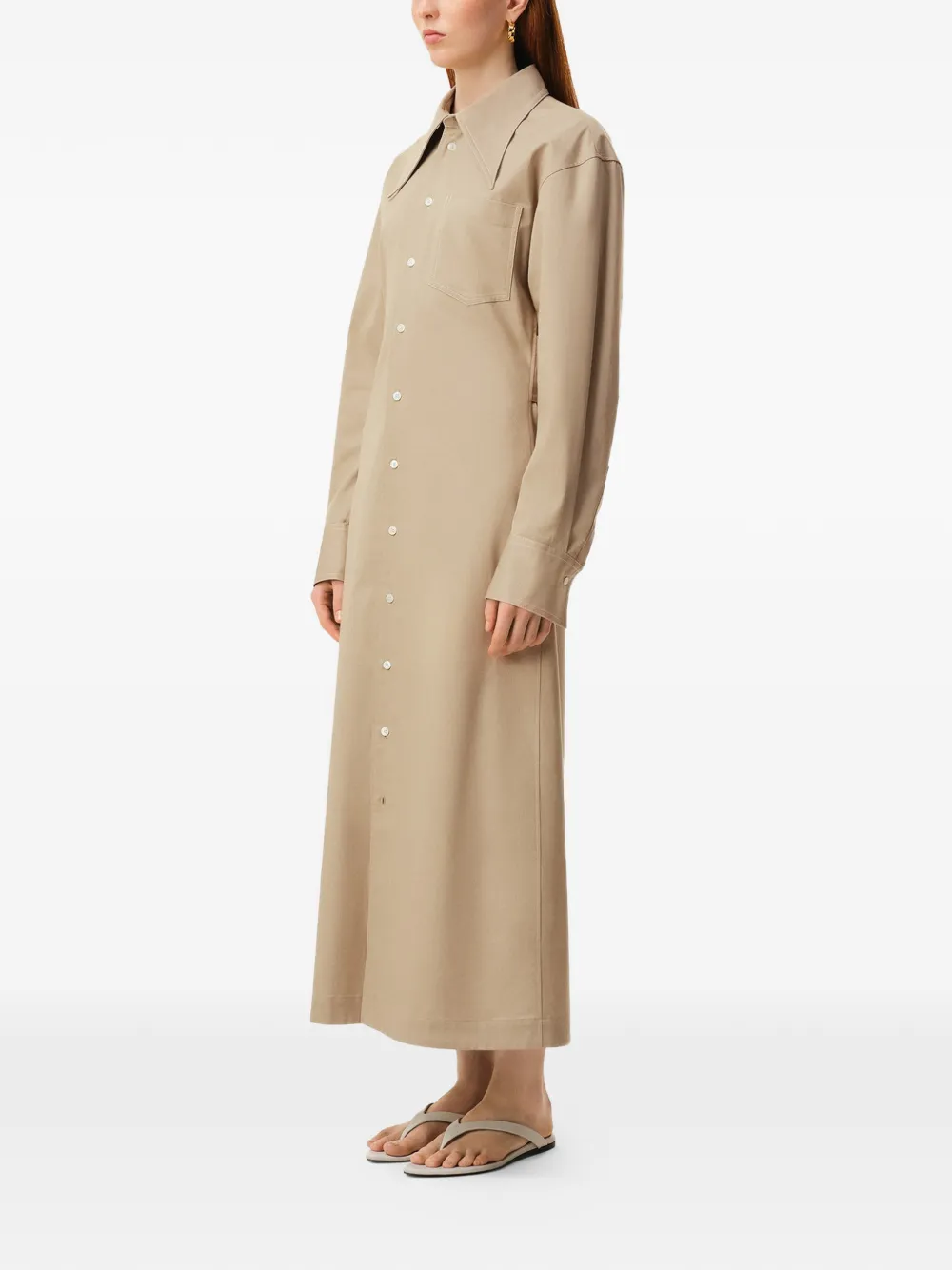 AMI Paris Getailleerde blousejurk met ballonmouwen Beige