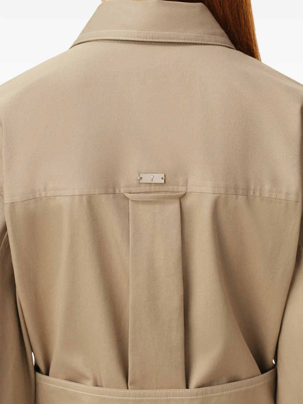 AMI Paris Getailleerde blousejurk met ballonmouwen Beige