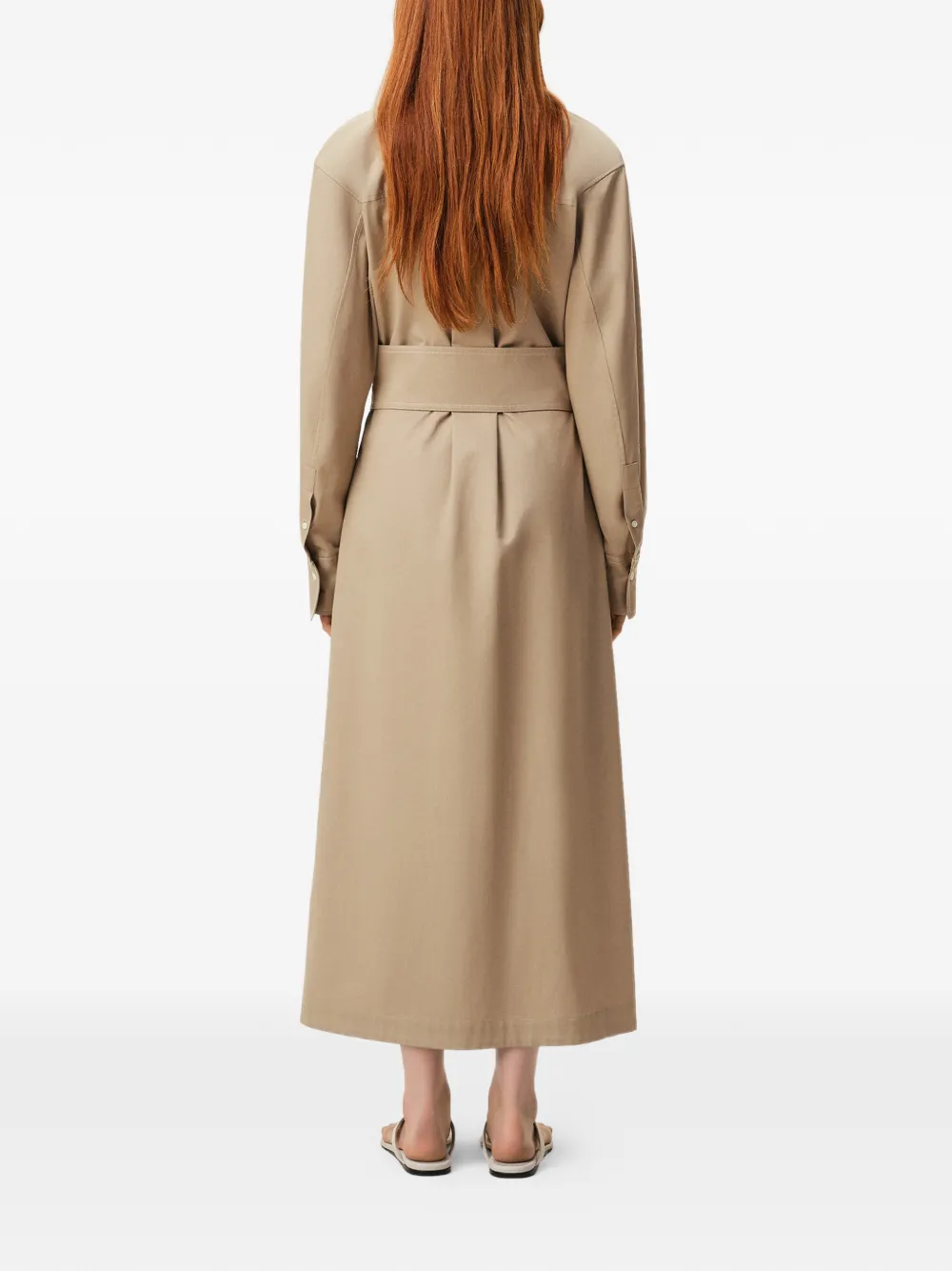 AMI Paris Getailleerde blousejurk met ballonmouwen Beige