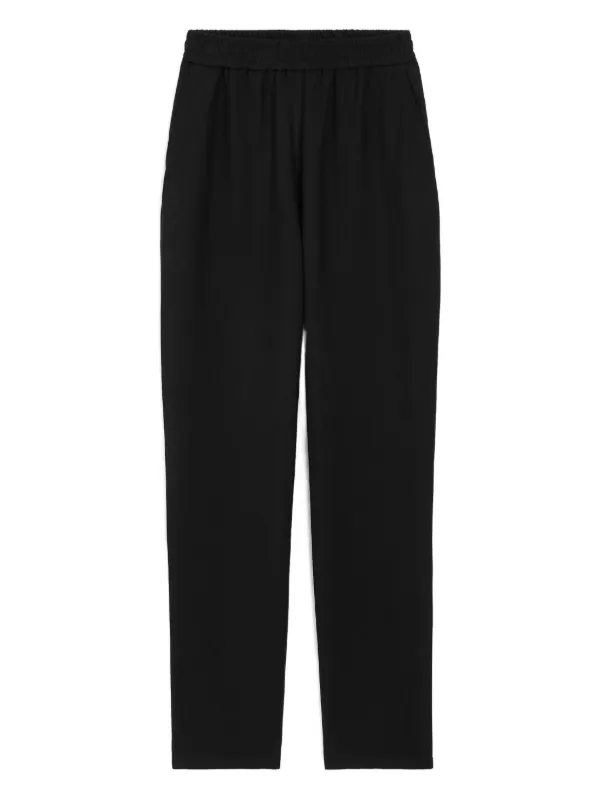 Ami Paris Blended Linen Elasticated Waist Trousers in Black