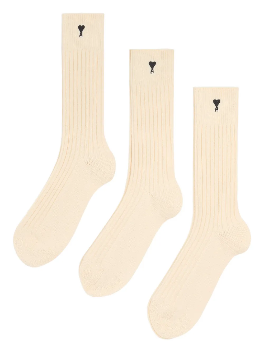 AMI Paris Unisex Cotton Three Pack Ami De Coeur Socks - Toni neutri
