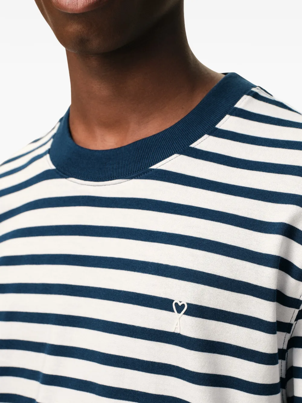 AMI Paris Mariniere T-shirt met horizontale streep Blauw