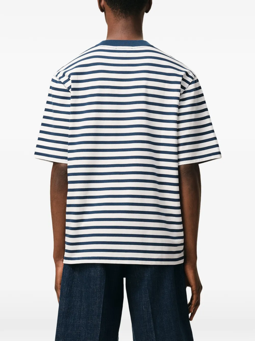 AMI Paris Mariniere T-shirt met horizontale streep Blauw