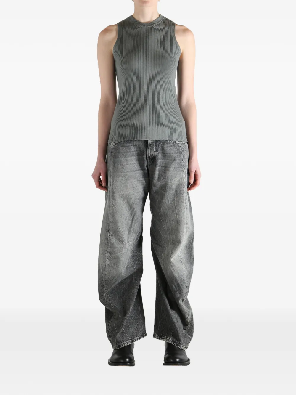 Rick Owens Geribbelde tanktop Grijs