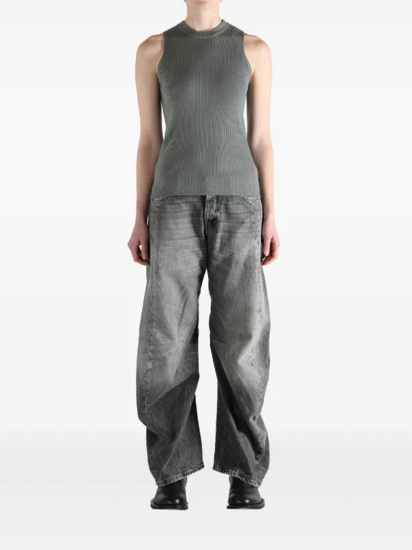 Rick Owens Ribbed Sleeveless Tank Top | Grey | FARFETCH JO