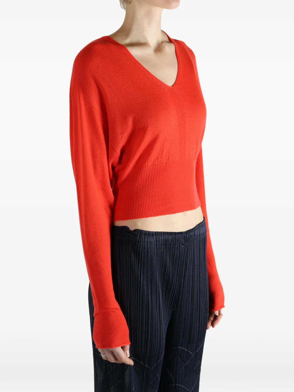 Rick Owens Geribbelde trui met V-hals Oranje