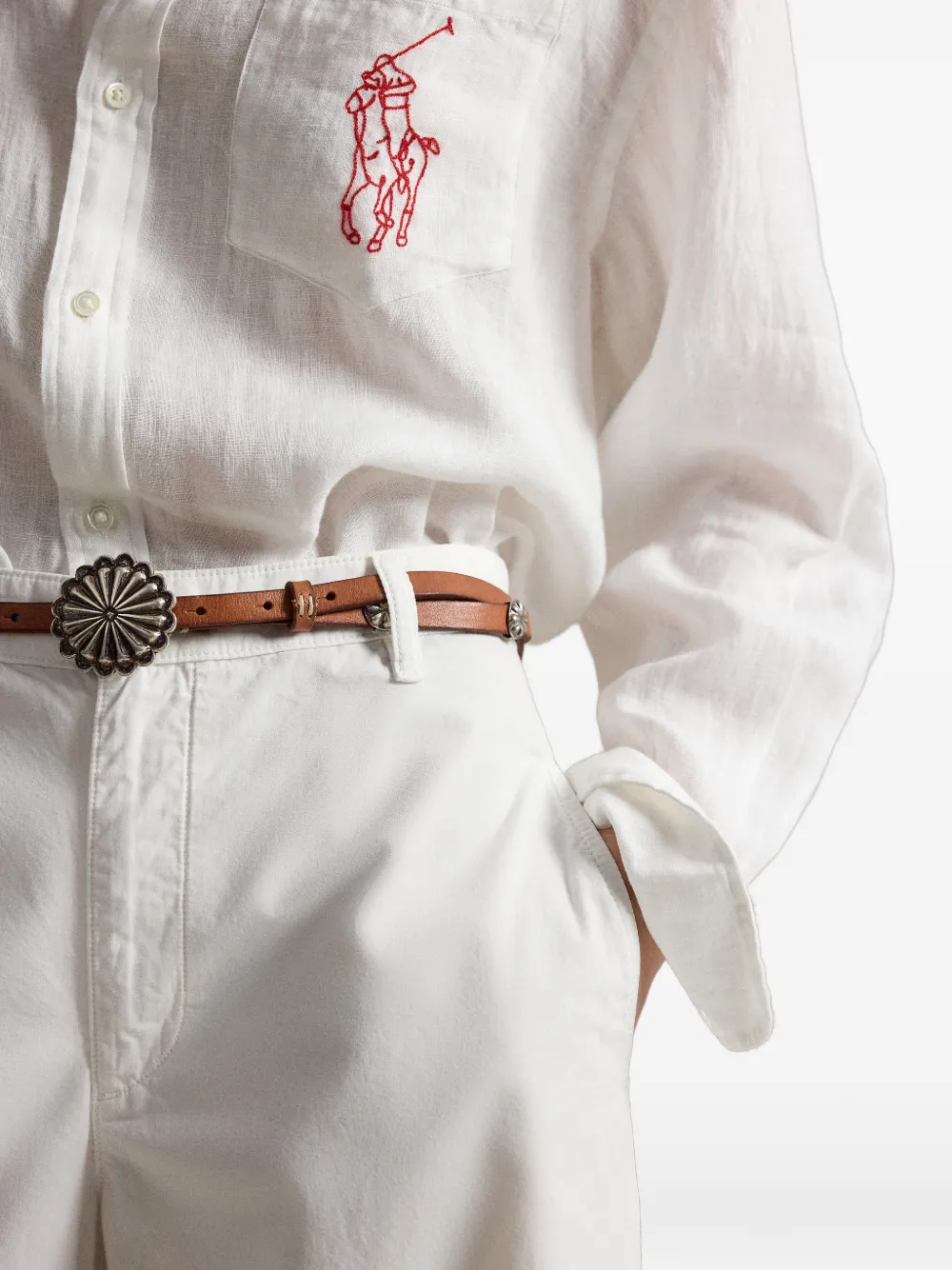 Polo Ralph Lauren Ruimvallende broek met wijde pijpen Wit