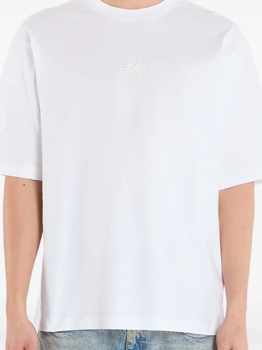 Filling Pieces Boxy T-shirt met borduurwerk Wit