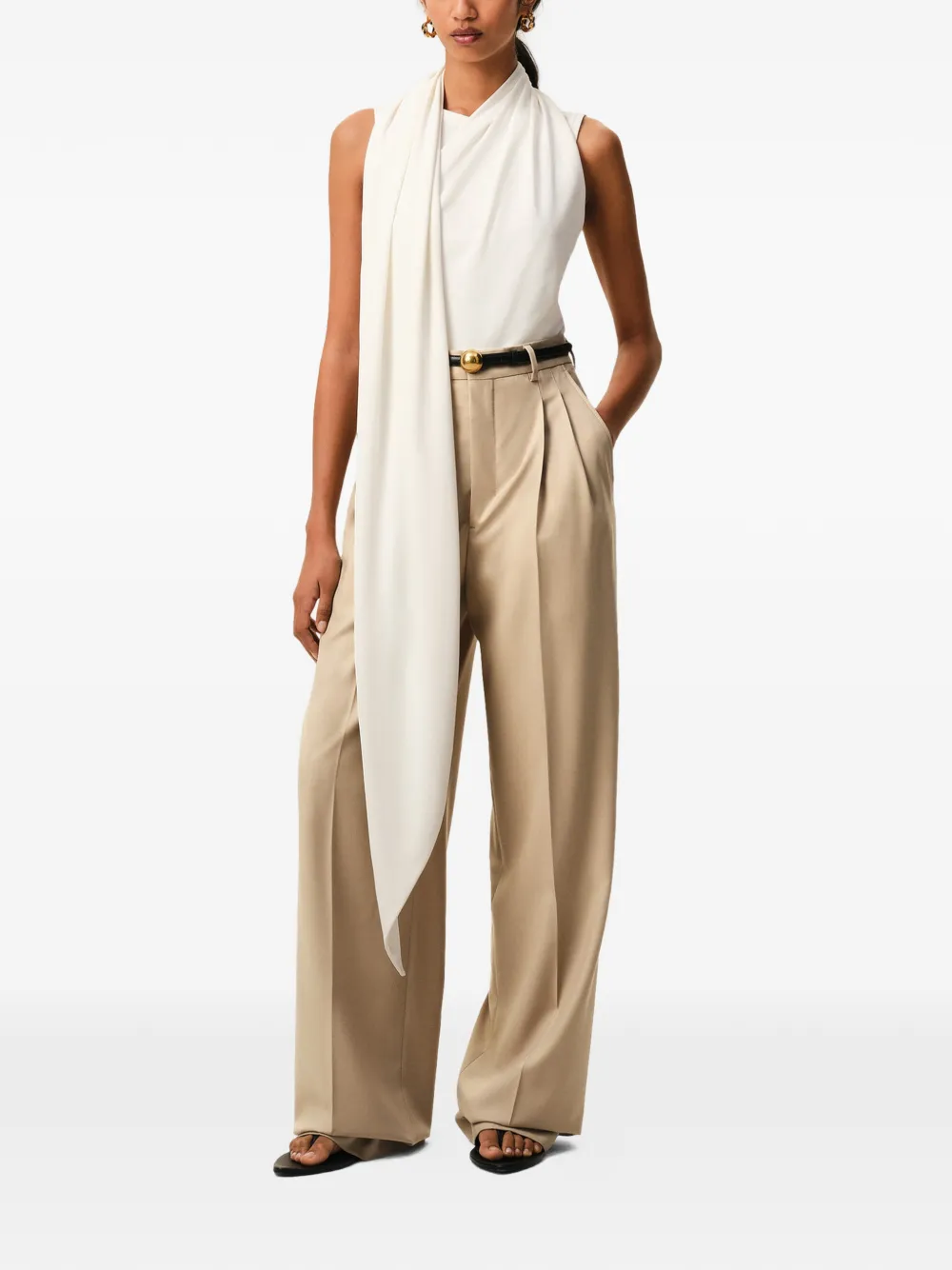 AMI Paris High waist plooibroek Beige
