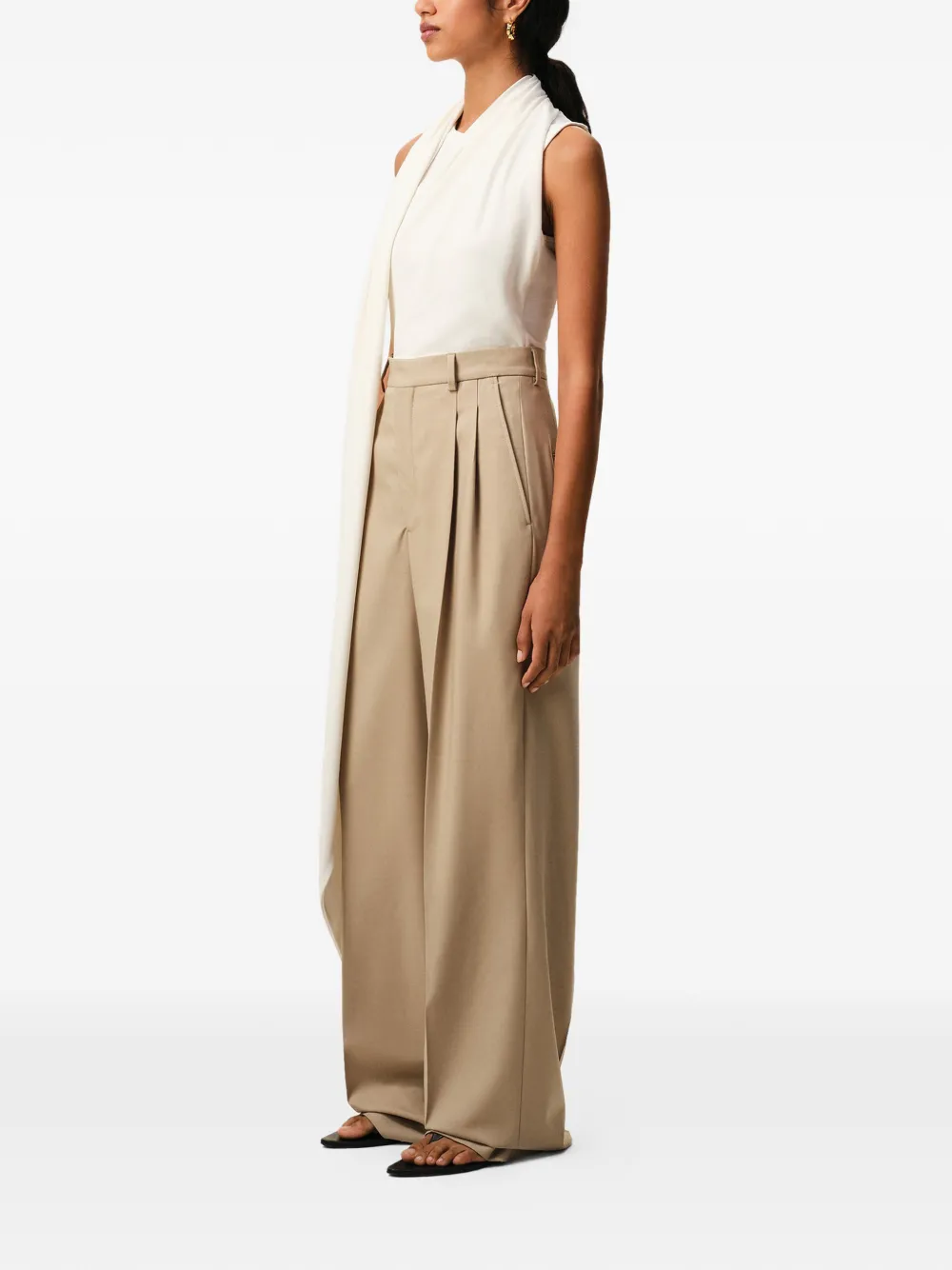 AMI Paris High waist plooibroek Beige