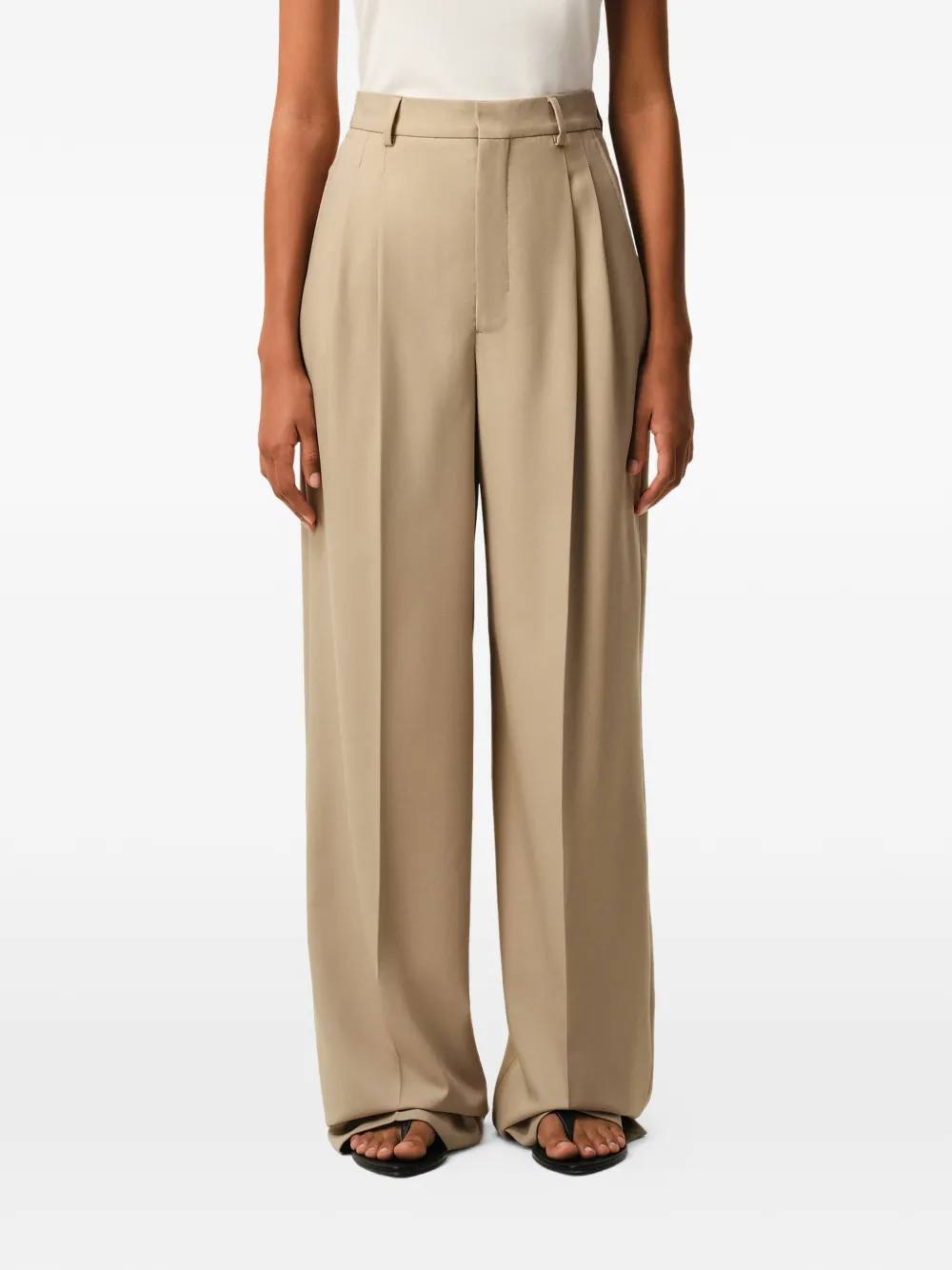 AMI Paris High waist plooibroek Beige